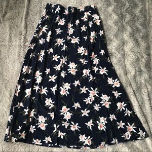 Floral print cotton maxi skirt